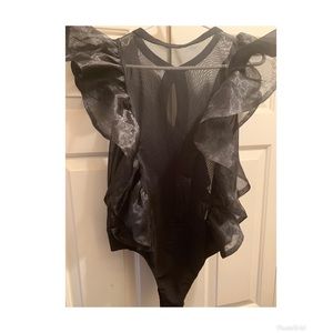 Sheer ruffled bodysuit